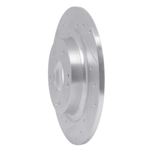 Honda Civic Brake Rotor (1) - Rear Left - R1 Concepts - Drilled & Slotted - Silver - `17-`20